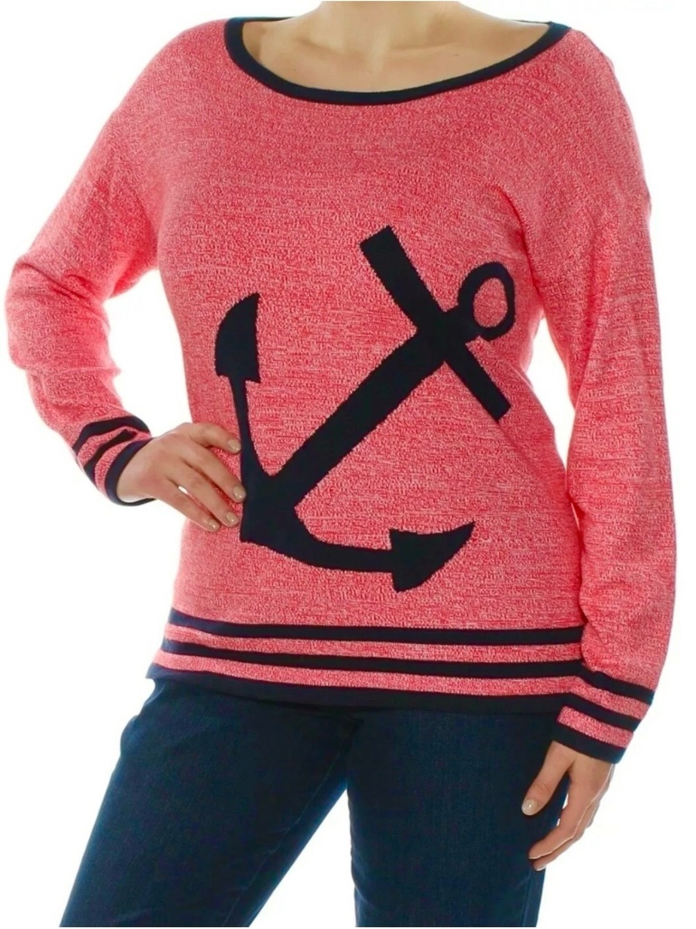 Tommy Hilfiger Anchor Sweater XL Nautical Coastal Grandmother Preppy Pullover